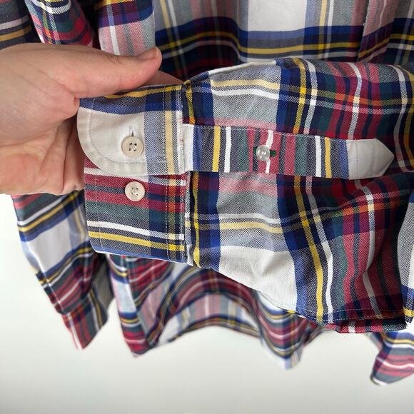 Tommy Hilfiger Mens Button Up Shirt Crest Logo Red Plaid Vintage Size Medium Y2K - Picture 7 of 7